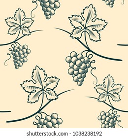 Seamless Pattern of Grape.Vintage Vector.