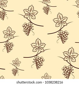 Seamless Pattern of Grape.Vintage Vector.