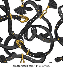 Seamless pattern with graphic belts for textile design. Vector.