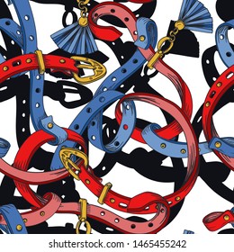 Seamless pattern with graphic belts for textile design. Vector.