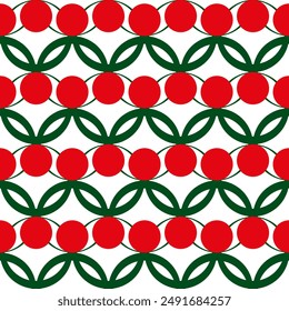 Seamless pattern with graphic berries, Cherrys. Design for printing on fabric, wallpaper, wrapping paper, web banners. Vector