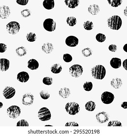 Patrón sin problemas con el punto de polka de carbón gráfico. Patrón dibujado a mano. Perfecto para papel pintado, papel envolvente, textil, diseño de paquetes.