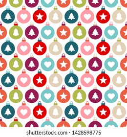 Seamless Pattern Graphic Christmas Balls Different Icons Color