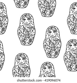 seamless pattern graphic dolls. Used for souvenirs, greeting cards, posters, print for t-shorts and bags