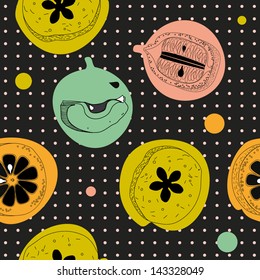Seamless pattern with graphic fruit.