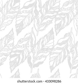 Seamless pattern with graphic illustration of feathers. Can be used for wallpaper, pattern fills, web page background, surface textures, textile print, wrapping paper