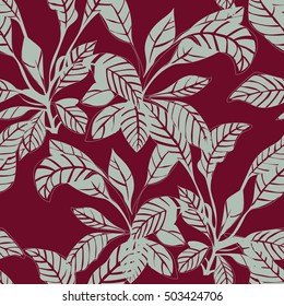 Seamless pattern with graphic leaves. 