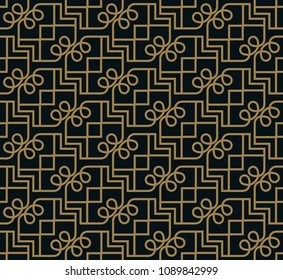 Seamless pattern. Graphic lines ornament. Floral stylish background.