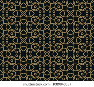 Seamless pattern. Graphic lines ornament. Floral stylish background.