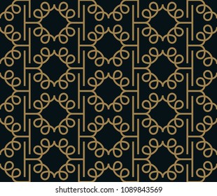 Seamless pattern. Graphic lines ornament. Floral stylish background.