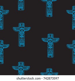 seamless pattern graphic native totem, mask,symbol