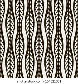 Seamless pattern. Graphic ornament. Floral stylish background. Vector repeating texture with stylized leaves