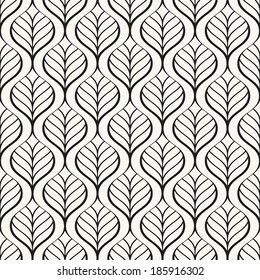 Seamless pattern. Graphic ornament. Floral stylish background. Vector repeating texture with stylized leaves