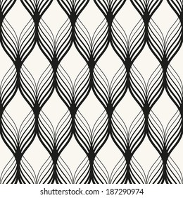 Seamless pattern. Graphic ornament. Floral stylish background. Vector repeating texture with stylized leaves