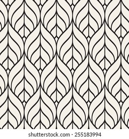 Seamless pattern. Graphic ornament. Floral stylish background. Vector repeating texture with stylized leaves