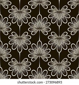 Seamless pattern graphic ornament. Floral stylish background. Vector repeating texture with stylized leaves