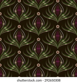 Seamless pattern graphic ornament. Floral stylish background. Vector repeating texture with stylized elements