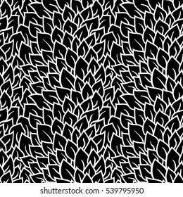 Seamless pattern. Graphic ornament. Floral stylish background. Vector repeating texture with stylized leaves.