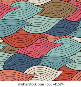 Seamless pattern. Graphic ornament. Floral stylish background. Vector repeating texture with stylized leaves.