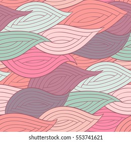 Seamless pattern. Graphic ornament. Floral stylish background. Vector repeating texture with stylized leaves.