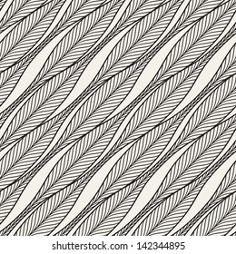 Seamless pattern. Graphic ornament. Geometric stylish background. Vector repeating texture with stylized leaves