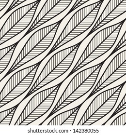 Seamless pattern. Graphic ornament. Geometric stylish background. Vector repeating texture with stylized leaves