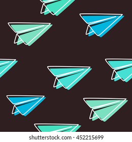 Seamless pattern graphic paper airplanes