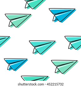 Seamless pattern graphic paper airplanes