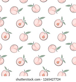 seamless pattern graphic peaches on a white background