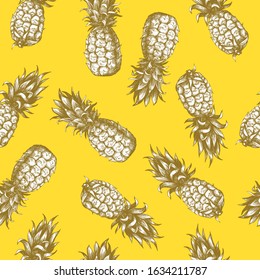 Seamless pattern with graphic pineapples. Vector.