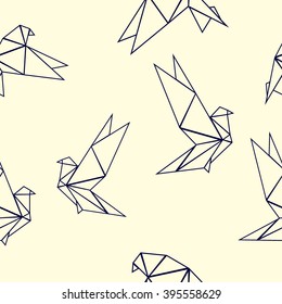 seamless pattern graphic polygonal  bird. origami style