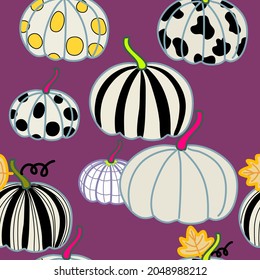 seamless pattern of graphic pumpkins design hand drawn vector