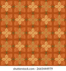 padrão sem costura em estilo gráfico retro motivo folhagem em cores de outono, marrom, verde, tons pastel