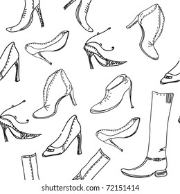 Seamless pattern with graphic shoes