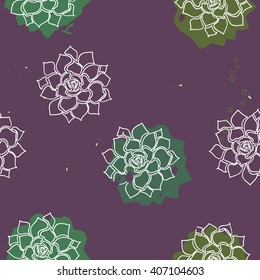 Seamless pattern graphic succulents. Succulent plants illustration 