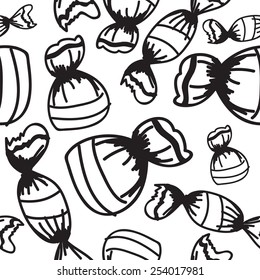Seamless pattern with graphic sweets in doodle style