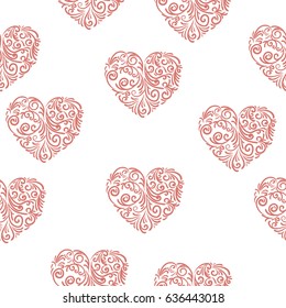 seamless pattern graphic tracery hearts