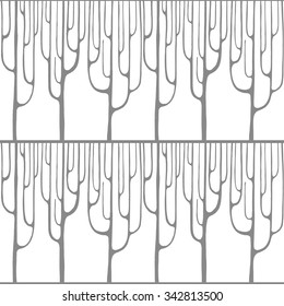 Seamless  pattern with a graphic  trees without leaves. Drawn by hand. Background in vector.