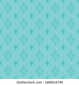 Seamless pattern of graphic vector. Design of rhombus cyan on light cyan background. Design print for illustration, texture, textile, wallpaper, background. Set 9