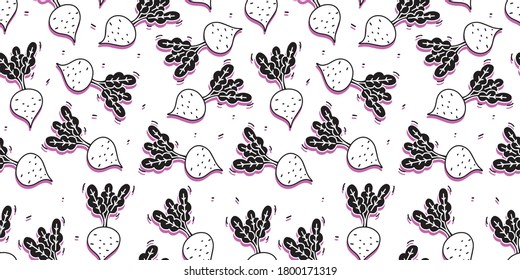 
Seamless pattern. Graphic vegetable print. Beet
