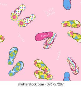 Seamless pattern / Graphics / illustration cute beach shoe