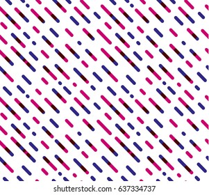 Seamless pattern graphs intersect diagonal stripes with round corners. Colorful geometric on a white background. Vector illustration, Eps10