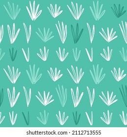 Seamless pattern with grass on green background. Modern design for fabric and paper, surface textures.