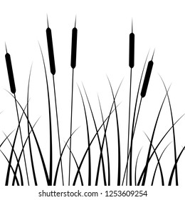 seamless pattern, with a pattern of grass silhouettes and reed