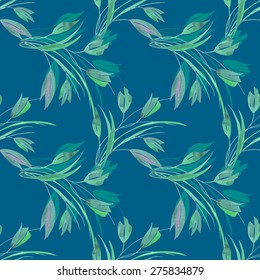 seamless pattern with grass in watercolor style