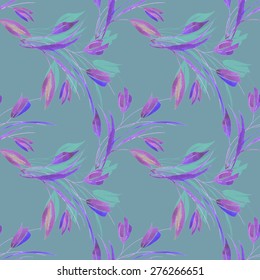 seamless pattern with grass in watercolor style