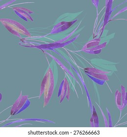 seamless pattern with grass in watercolor style