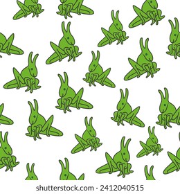 seamless pattern with grasshopper in vector. grasshopper for prints and design. animals for kids in flat style. Template for design, print, background, packaging, book, wrapping paper, fabric.