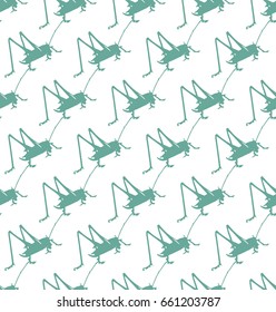 seamless pattern of grasshoppers with no background