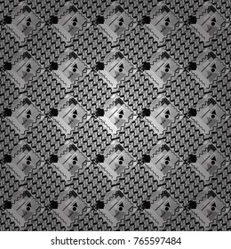 Seamless pattern in gray, black and white colors. Vector background with tiles and rhombus. Vector geometrical seamless ornament.